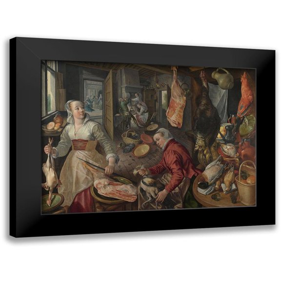 Beuckelaer, Joachim 14x11 Black Modern Framed Museum Art Print Titled - The Four ElementsÂ&nbsp;Fire