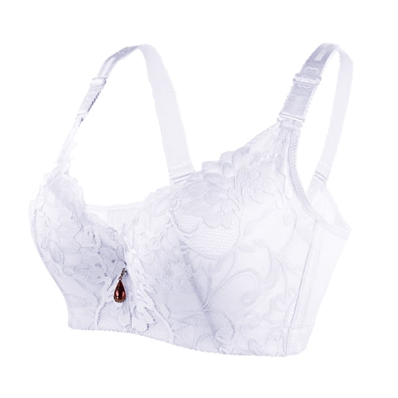 Beugl Bras for Women, Women's Full Cup Thin Plus Size Underwear Five Breasted Wireless Sports Bra Lace Bra Breast Cover Cup Large Size Vest Bras Bralettes for Women, Sports Bras for Women 34 White