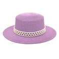 thumbnail image 1 of Beugl Bucket Hat, Adults Unisex Retro Western Cowboy Riding Hat Leather Belt Pearl Wide Cap Straw Hat Bucket Hat Beach Hat, Sun Hats for Women Purple One size, 1 of 2