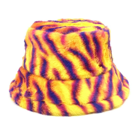 Beugl Bucket Hat Clearance, Fishermans Hat Womens Autumn and Winter Tie Dye Hat Thickened Warm Imitation Rabbit Velvet Basin Hat Summer Hats Beach Hats Yellow