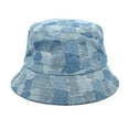 thumbnail image 1 of Beugl Bucket Hat Clearance, Korean Version Of The Retro Washed Cowboy Bucket Hat Female Spring and Summer All Match Face Small Shade Bucket Hat Male Summer Hats Beach Hats Blue, 1 of 4