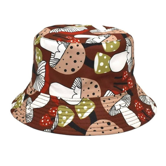 Beugl Bucket Hat Clearance, Magic Mushroom Pattern Fisherman Hat Men and Women Outdoor Leisure Sun Hat Cartoon Foldable Sun Pot Hat Summer Hats Beach Hats Brown