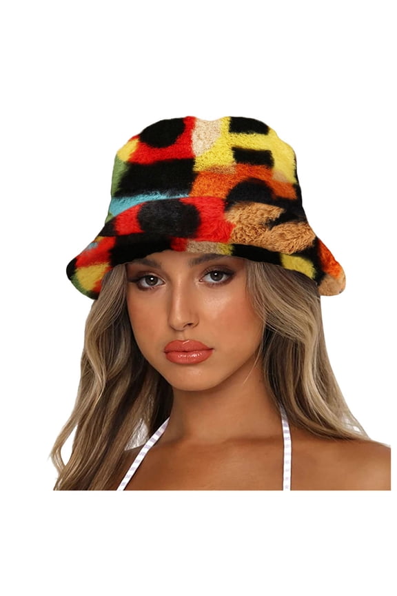 Bucket Hat Clearance, Winter Printed Thick Bucket Warm Hat Bucket Cap Basin Hat for Women Men Summer Hats Baseball Hat Beach Hats Visor Hats for Women Black