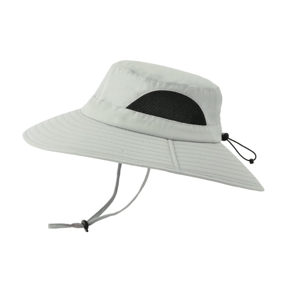 Beugl Bucket Hat, Men Mountaineering Fishing Solid Color Hood Rope Going out Shade Foldable Casual Breathable Bucket Hat Beach Hat, Sun Hats for Women Grey One size