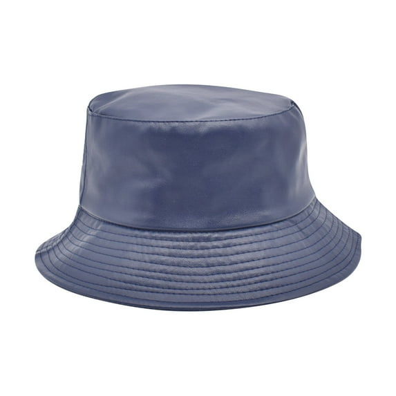 Beugl Bucket Hat, Pu Leather Mens and Womens Casual Basin Solid Color Going out Hat Hip Hop Bucket Hat Beach Hat, Sun Hats for Women Blue One size