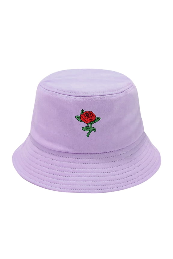Beugl Bucket Hat, Unisex Adult Women Men Rose Print Sunscreen Going outs Flower Cap Bucket Hat Beach Hat, Sun Hats for Women Purple One size