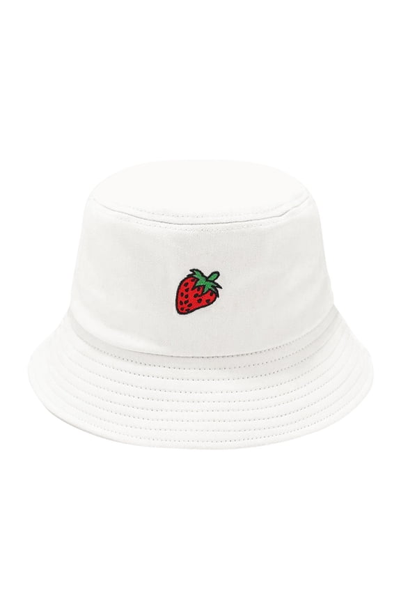 Bucket Hat, Unisex Adult Women Men Strawberry Print Sunscreen Going outs Cap Bucket Hat Beach Hat, Sun Hats for Women White One size