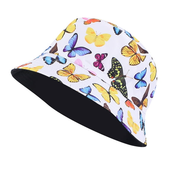 Beugl Bucket Hat, Unisex Print Double Side Wear Reversible Bucket Hat Trendy Cotton Twill Canvas Sun Fishing Hat Fashion Cap Bucket Hat Beach Hat, Sun Hats for Women White One size