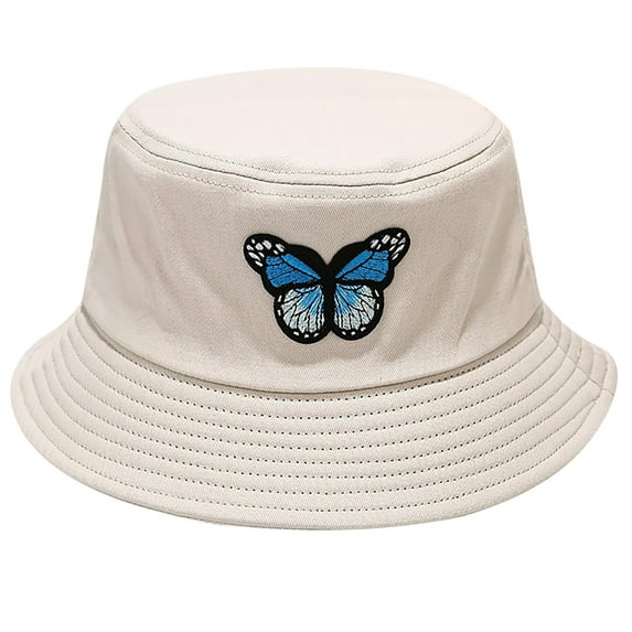 Beugl Bucket Hat, Women's Butterfly Print Visor Hat Bucket Hat Basin Going out Bucket Hat Beach Hat, Sun Hats for Women Beige One size