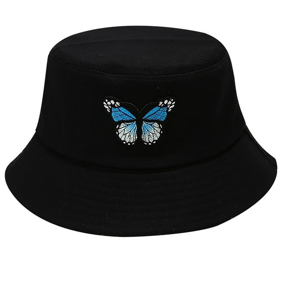 Beugl Bucket Hat, Women's Butterfly Print Visor Hat Bucket Hat Basin Going out Bucket Hat Beach Hat, Sun Hats for Women Black One size