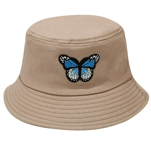 Beugl Bucket Hat, Women's Butterfly Print Visor Hat Bucket Hat Basin Going out Bucket Hat Beach Hat, Sun Hats for Women Khaki One size