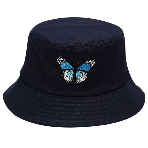 Beugl Bucket Hat, Women's Butterfly Print Visor Hat Bucket Hat Basin Going out Bucket Hat Beach Hat, Sun Hats for Women Navy One size