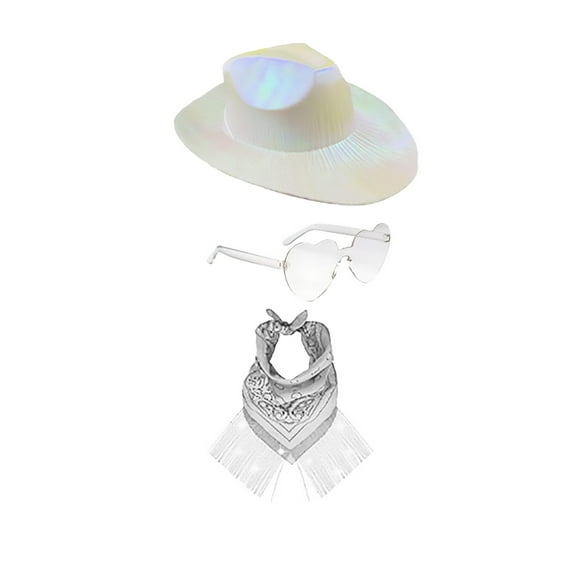 Beugl Bucket Hats Clearance, Women's Western Cowboy Hat Scarf Sunglasses 3 Piece Set Sun Hats for Women, Bucket Hats for Men Beige One Size