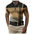 thumbnail image 1 of Beugl Mens Shirts Clearance, Men Spring and Summer Button Down Short Sleeve Top Plaid Lapel Color Blocking Stripe Print T Shirt Golf Shirts for Men, Polo Shirts for Men Rose Gold XXL, 1 of 4