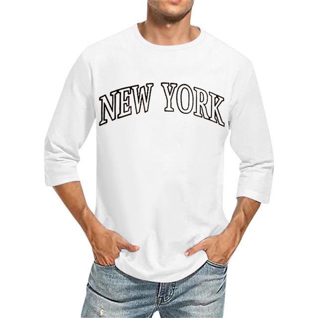 Beugl Mens Shirts Clearance, Men's Casual New York Words Print Shirts