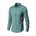 thumbnail image 1 of Beugl Mens Shirts Clearance, Men's Fashion Business Leisure Lapel Pure Color Long-Sleeve Shirt Top Blouse Golf Shirts for Men, Polo Shirts for Men Green XXXL, 1 of 3