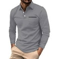 thumbnail image 1 of Beugl Mens Shirts Clearance, Men's Fashion Spring and Autumn Casual Long Sleeve Button Solid Color Long Sleeve T Shirt Top Golf Shirts for Men, Polo Shirts for Men Dark Gray XXL, 1 of 5