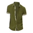 thumbnail image 1 of Beugl Mens Shirts Clearance, Men's Summer Casual Short Sleeve Button Down Shirt Cuff Collar Flip Collar Top Golf Shirts for Men, Polo Shirts for Men Green XXXL, 1 of 3