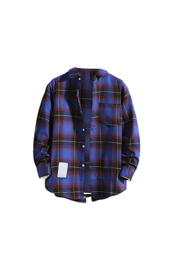 Mens Shirts Clearance, Mens Casual Fall Lapel Neck Shirt Button Down Long Sleeve Shirt Men's Casual Shirts for Men, Flannel Shirt for Men Purple XL