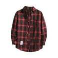 thumbnail image 1 of Beugl Mens Shirts Clearance, Mens Casual Fall Lapel Neck Shirt Button Down Long Sleeve Shirt Men's Casual Shirts for Men, Flannel Shirt for Men Red XXXXXL, 1 of 3