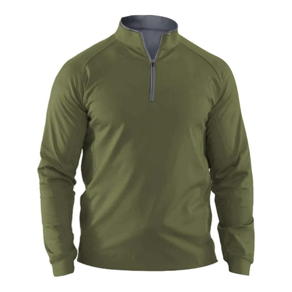 Beugl Mens Shirts Clearance, Mens Casual Long Sleeve Quarter Zip Pullover Shirt Pullover Men's Plunging Sleeve Pullover Golf Shirts for Men, Polo Shirts for Men Green S