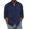 thumbnail image 1 of Beugl Mens Shirts Clearance, Mens Fashion Casual Lapel Neck Button Down Shirts Cotton Solid Color Long Sleeve Shirt with Pocket Golf Shirts for Men, Polo Shirts for Men Navy M, 1 of 5