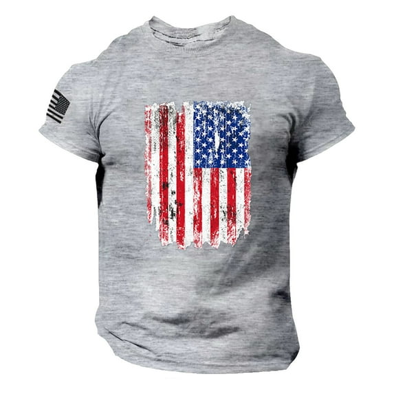Beugl Mens Shirts, Summer Men's Us Flag Logo Casual Fitness 3D Printed Short Sleeve T Shirt Golf Shirts for Men, Polo Shirts for Men Grey XXXXL