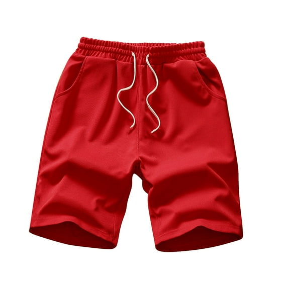 Beugl Mens Shorts Clearance, Men's Summer Fashion Trend Casual Comfy Solid Mesh Shorts Mens Shorts Casual Cargo Shorts for Men Red XL