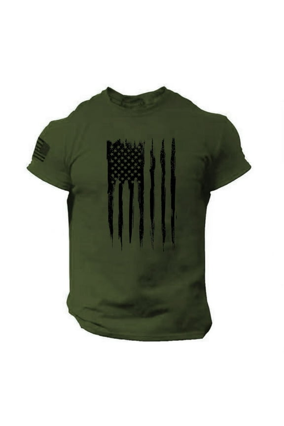 Patriotic Shirts for Men, Summer Men's US Flag Logo Casual Fitness 3D Printed Short Sleeve T Shirt Graphic Tees Men, Polo Shirts for Men Green XL