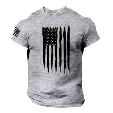 Beugl Patriotic Shirts for Men, Summer Men's US Flag Logo Casual Fitness 3D Printed Short Sleeve T Shirt Graphic Tees Men, Polo Shirts for Men Grey XXL