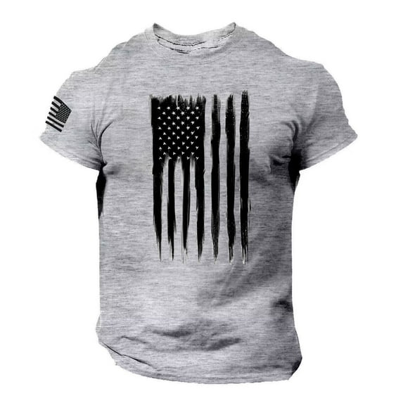 Beugl Patriotic Shirts for Men, Summer Men's US Flag Logo Casual Fitness 3D Printed Short Sleeve T Shirt Graphic Tees Men, Polo Shirts for Men Grey XXXXL