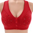 thumbnail image 1 of Beugl Sports Bras, Comfy Daisy Bra for Seniors 2024 New Comfy Front Closure Button Bra Cotton Bras for Older Women Push Up Bras for Women, Wireless Bras for Women Red XXXXXL, 1 of 9