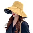 thumbnail image 1 of Beugl Sun Hat Clearance, Women's Empty Top Sun Hat Summer Leisure Travel Anti Large Eaves Sunscreen Black Rubber Fisherman Hat Summer Hats Beach Hats Yellow, 1 of 5