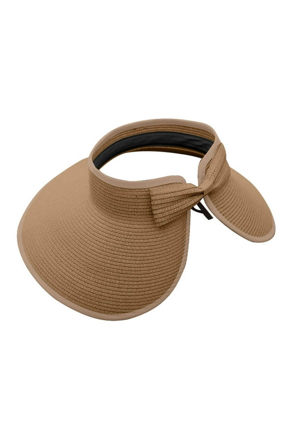 Visor Hats Clearance, Sun Visor Hats for Women Wide Brim Straw Visors Womens Foldable Beach Visors Summer Roll Up Beach Hat Sun Hats for Women, Kentucky Derby Hats for Women Khaki One Size