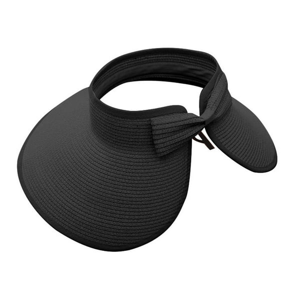 Beugl Visor Hats Clearance, Sun Visor Hats for Women Wide Brim Straw Visors Womens Foldable Beach Visors Summer Roll Up Beach Hat Sun Hats for Women, Kentucky Derby Hats for Women Black One Size
