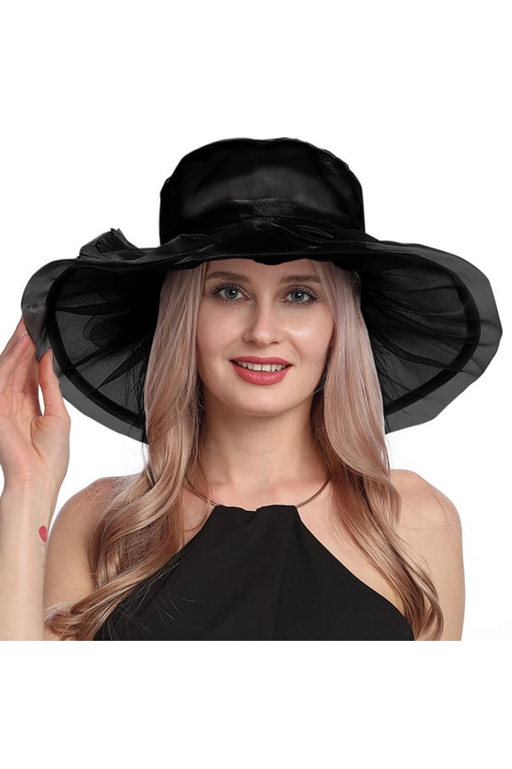 Visor Hats Clearance, Women's Vintage Mesh Hat Floral Shade Holiday Brim Top Hat Sun Hats for Women, Kentucky Derby Hats for Women Black One Size