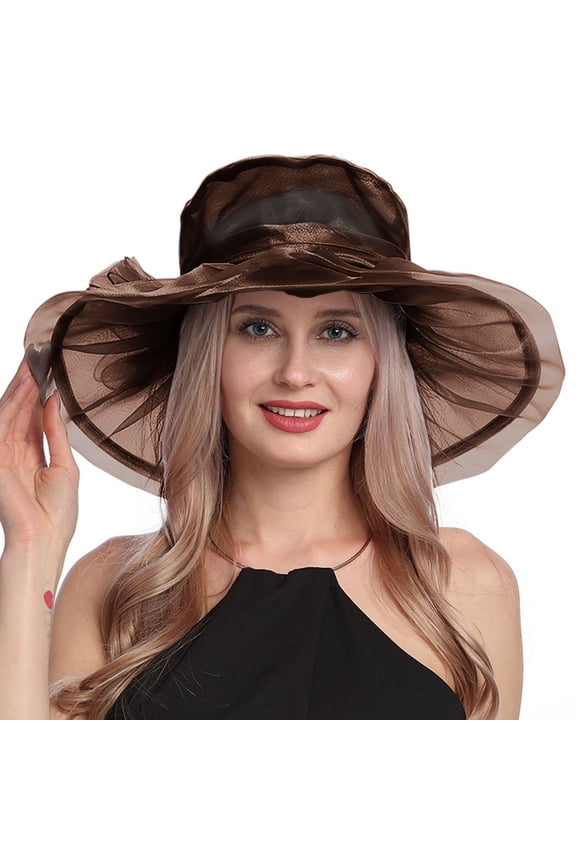 Visor Hats Clearance, Women's Vintage Mesh Hat Floral Shade Holiday Brim Top Hat Sun Hats for Women, Kentucky Derby Hats for Women Coffee One Size