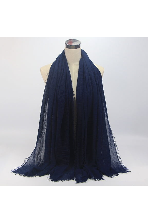 Women Scarf Clearance, Premium Viscose Maxi Crinkle Cloud Hijab Scarf Shawl Soft Islam Muslim Db12# Hair Scarf for Women Dark Blue One Size