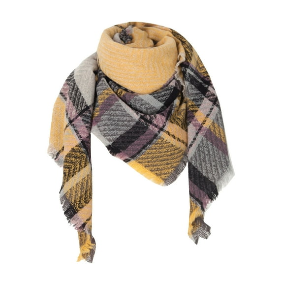 Beugl Women Scarf Clearance, Women Fall Winter Scarf Classic Tassel Plaid Scarf Warm Soft Large Blanket Wrap Shawl Scarves Hair Scarf for Women B One Size