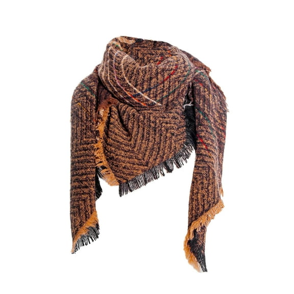 Beugl Women Scarf Clearance, Women Fall Winter Scarf Classic Tassel Plaid Scarf Warm Soft Large Blanket Wrap Shawl Scarves Hair Scarf for Women A One Size