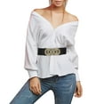 thumbnail image 1 of Beugl Womens Belts Clearance, Women's Fashion Vintage Wide Waist Belt Elastic Stretch Belts with Interlock Buckle Running Belt Belts for Women Black One Size, 1 of 9