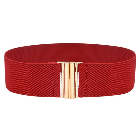 Beugl Womens Belts Clearance, Womens Fashion Wide Belts Women Wide Elastic Belt Buckle Waist Dress Stretch Running Belt Belts for Women Red One Size