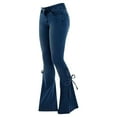 thumbnail image 1 of Beugl Womens Jeans Clearance, Womens Fashion Mid-Waist Lace-Up Denim Trousers Stretch Jeans Flared Pants Flare Jeans for Women, Jeans for Women Trendy Blue XXXL, 1 of 9