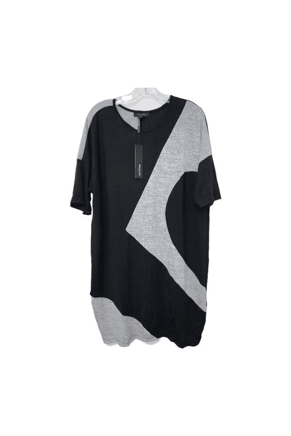 Beulah BLACK Women's Drop Shoulder Panel Detail Knit Shirt Dress, One Size