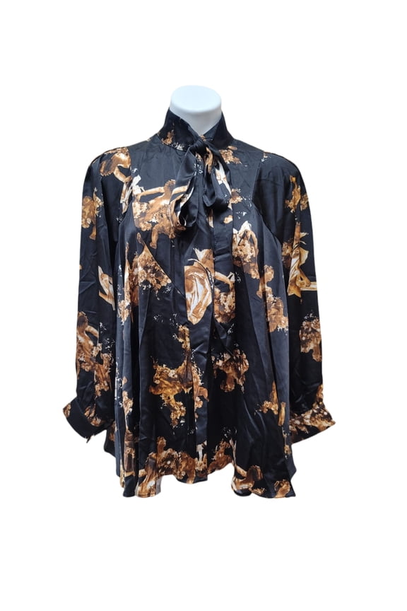 Beulah Style BLACK Women's Free Spirit Floral Woman Blouse, One Size