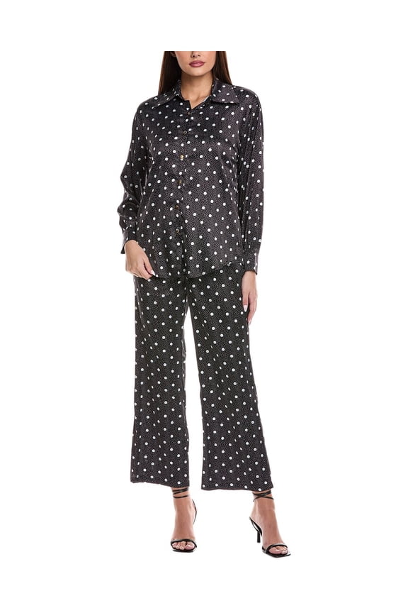 womens  2pc Top & Pant Set, m, Black