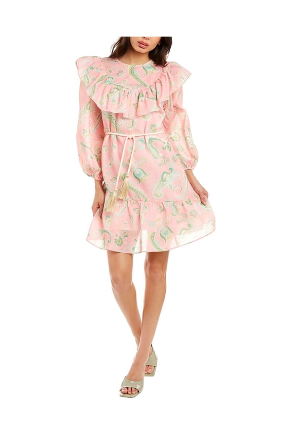 womens Belted Mini Dress, s, Pink