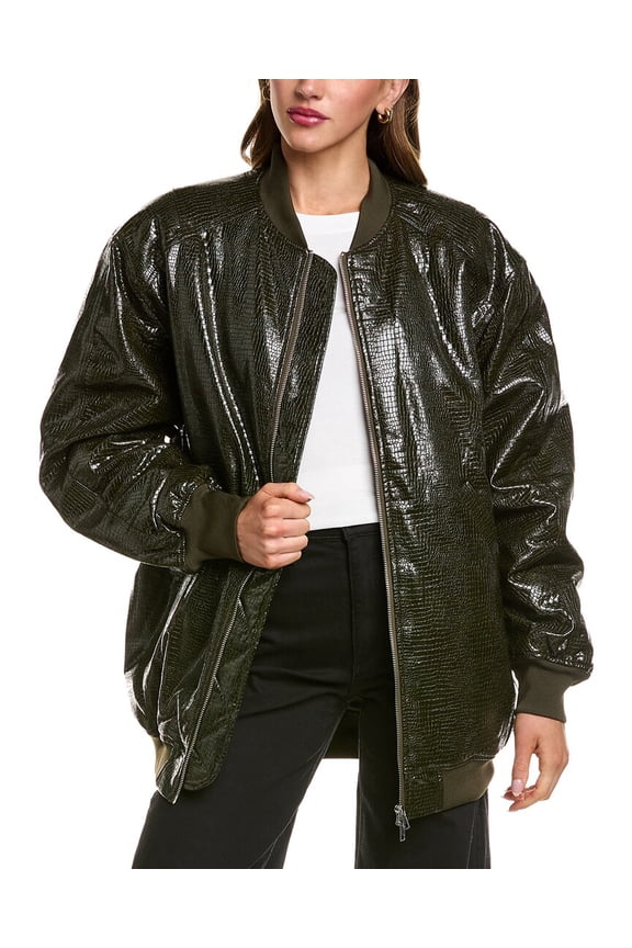 womens  Faux Alligator Jacket, S/M, Brown