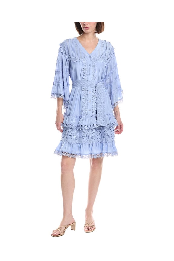 womens  Floral Print Ruffled Mini Dress, l, Ivory