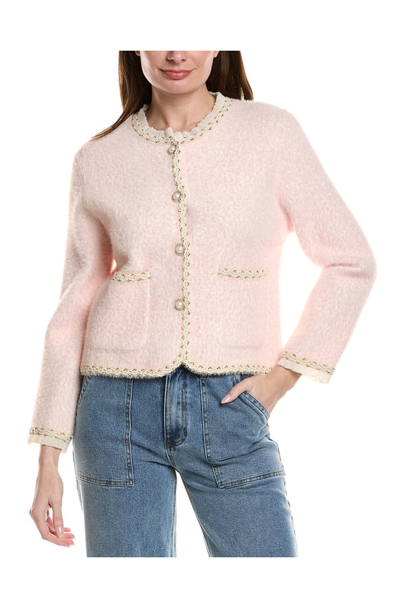 womens Fuzzy Eyelash Jacket, O/S, Pink